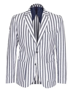 EZZELINO SPORT COAT - BLUE & WHITE - COTTON & LINEN