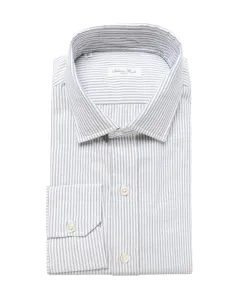 SALVATORE PICCOLO DRESS SHIRT - WHITE & BLUE - COTTON