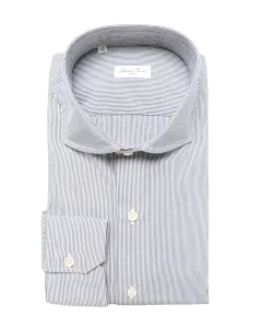 SALVATORE PICCOLO DRESS SHIRT - BLUE & WHITE - COTTON