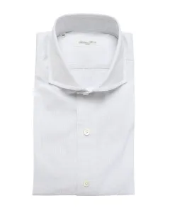 SALVATORE PICCOLO DRESS SHIRT - WHITE & BLUE - COTTON