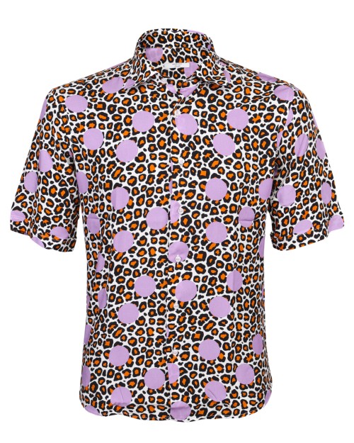 ADRIANO LANGELLA SHIRT - WHITE, BLACK, ORANGE & PURPLE - VISCOSE