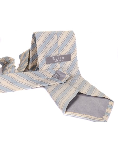 ALTEA TIE - OFF-WHITE & SKY BLUE - PURE SILK