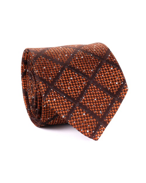 ALTEA TIE - RUST & BROWN - PURE SILK