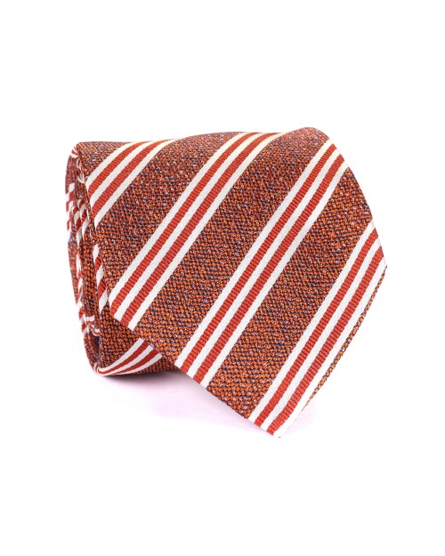 ALTEA TIE - RUST & WHITE - PURE SILK