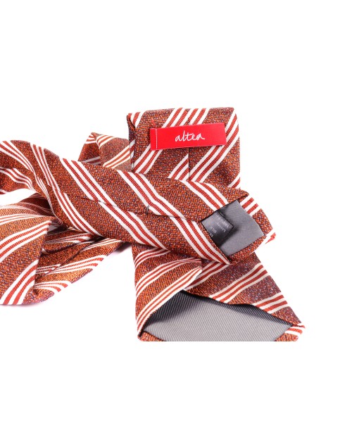 ALTEA TIE - RUST & WHITE - PURE SILK