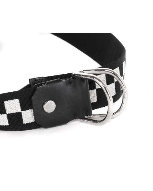 BALLY BELT - BLACK & WHITE - FABRIC & LEATHER