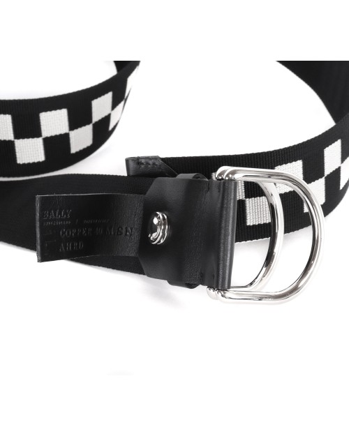 BALLY BELT - BLACK & WHITE - FABRIC & LEATHER