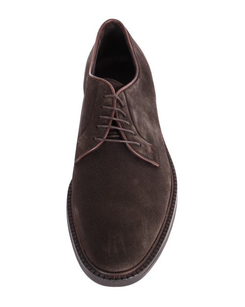 BELSIRE MILANO DERBY SHOES - CALFSKIN SUEDE - DARK BROWN