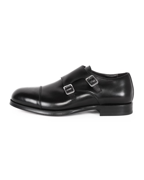 BELSIRE MILANO DOUBLE BUCKLE SHOES - CALFSKIN  - BLACK