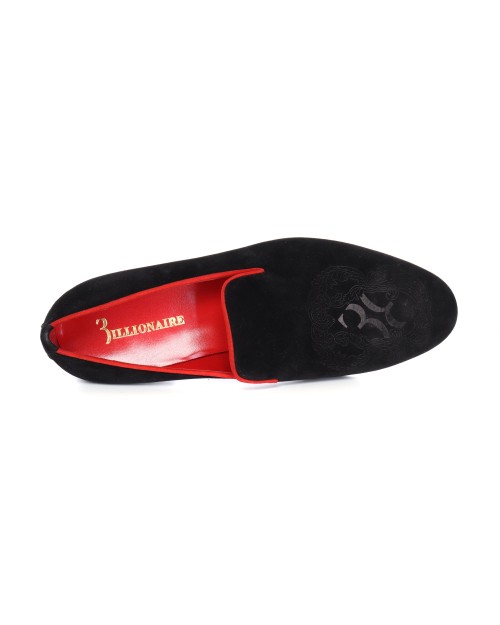 BILLIONAIRE LOAFERS - CALFSKIN & VELVET - BLACK & RED