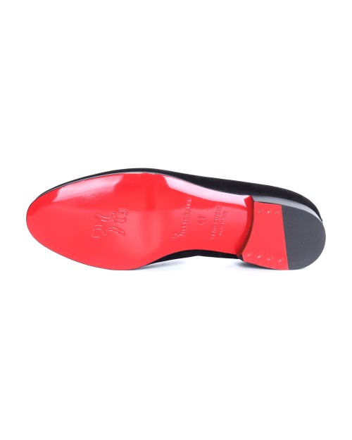 BILLIONAIRE LOAFERS - CALFSKIN & VELVET - BLACK & RED