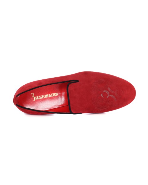 BILLIONAIRE LOAFERS - CALFSKIN & VELVET - RED