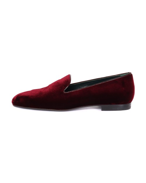 BILLIONAIRE COUTURE LOAFERS - CALFSKIN & VELVET - BURGUNDY