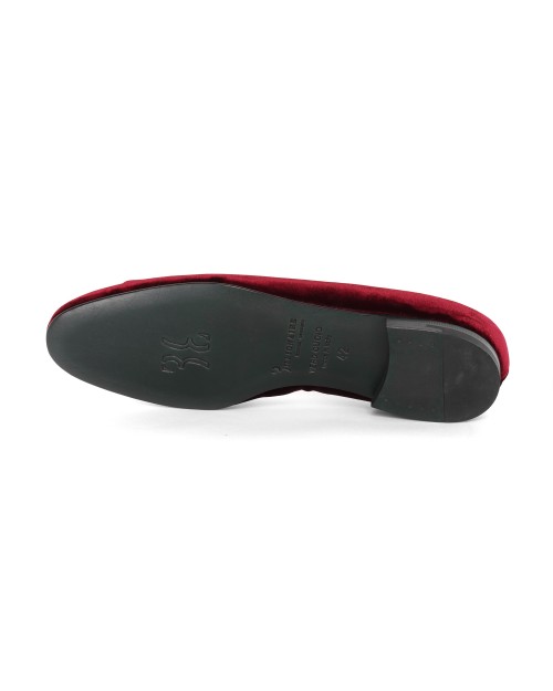 BILLIONAIRE COUTURE LOAFERS - CALFSKIN & VELVET - BURGUNDY