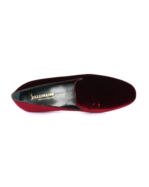BILLIONAIRE COUTURE LOAFERS - CALFSKIN & VELVET - BURGUNDY