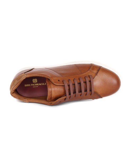 BRUNO MAGLI "MARTINO" SNEAKERS - CALFSKIN - COGNAC