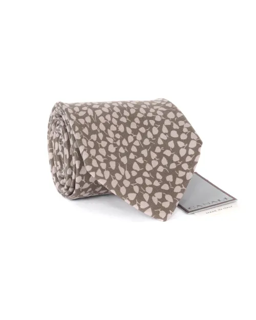 CANALI TIE - GREEN & BEIGE - PURE SILK