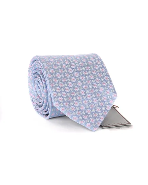 CANALI TIE - SKY BLUE & PINK - PURE SILK