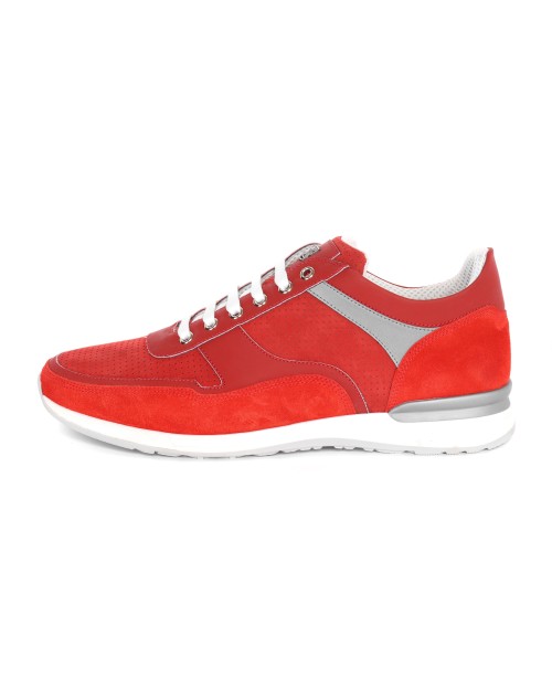 CORNELIANI SNEAKERS - CALFSKIN - RED & GREY