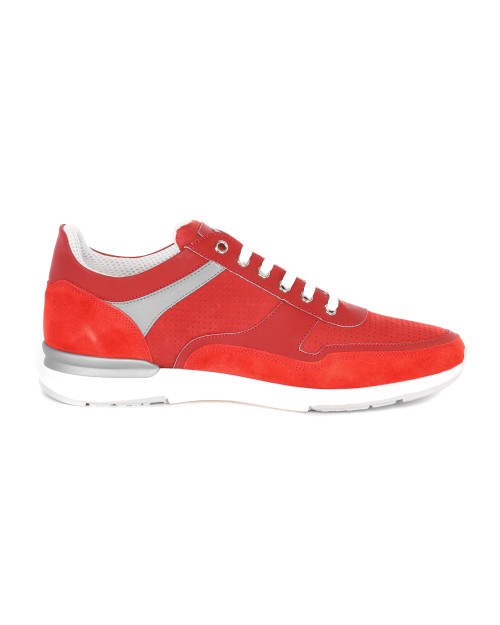CORNELIANI SNEAKERS - CALFSKIN - RED & GREY