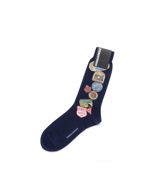 DSQUARED2 SOCKS - NAVY BLUE - STRETCH COTTON