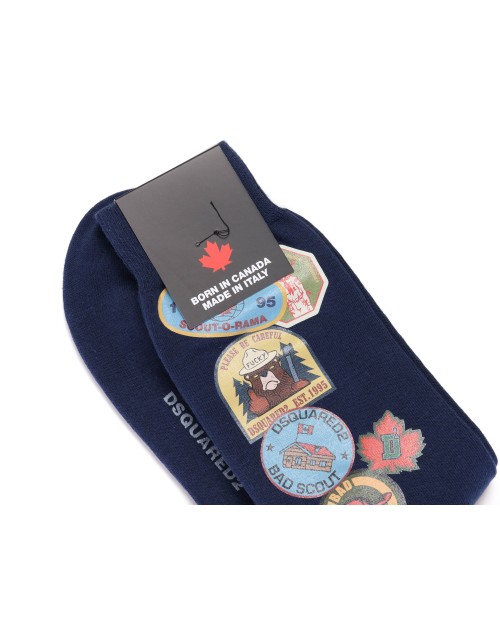 DSQUARED2 SOCKS - NAVY BLUE - STRETCH COTTON
