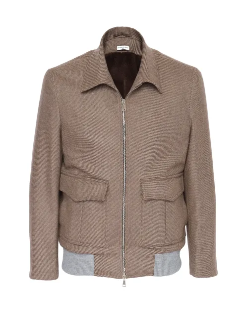 EDUARDO DE SIMONE SARTORIAL BOMBER - GREY & BEIGE - WOOL & ECO-FRIENDLY FAUX FUR LINING