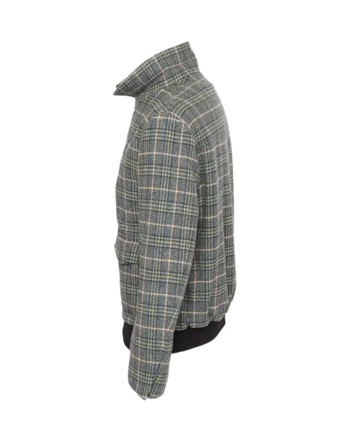 EDUARDO DE SIMONE SARTORIAL BOMBER - GREEN & BLUE - WOOL & ECO-FRIENDLY FAUX FUR LINING