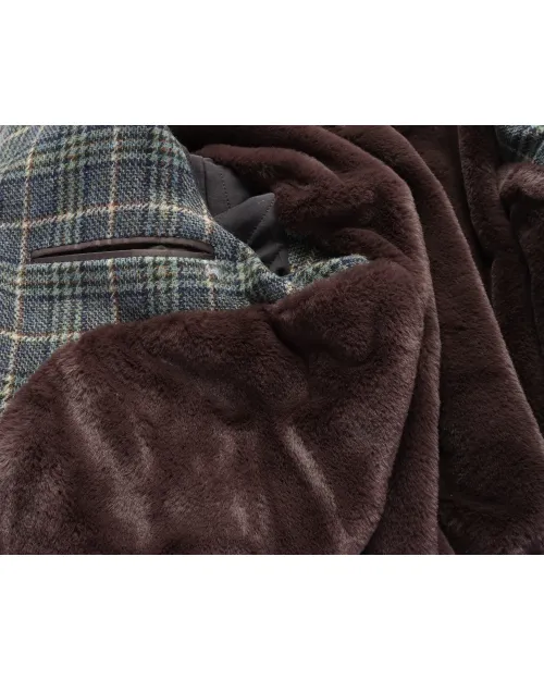 EDUARDO DE SIMONE SARTORIAL BOMBER - GREEN & BLUE - WOOL & ECO-FRIENDLY FAUX FUR LINING