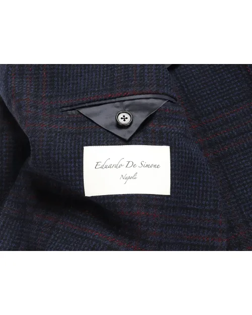 EDUARDO DE SIMONE OVERCOAT - BLUE & RED -  WOOL