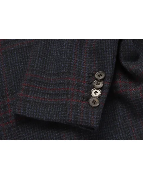 EDUARDO DE SIMONE OVERCOAT - BLUE & RED -  WOOL