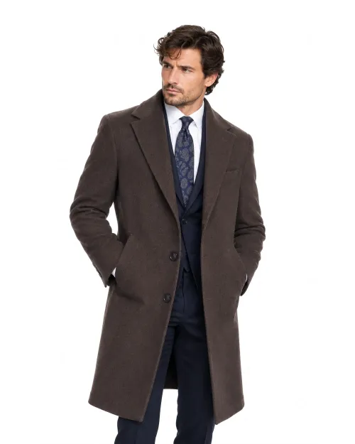 EDUARDO DE SIMONE OVERCOAT - BROWN -  WOOL