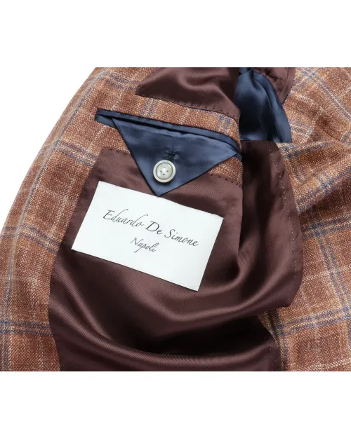 EDUARDO DE SIMONE SPORT COAT - CAMEL & BLUE - LIGHTWEIGHT WOOL, SILK & LINEN