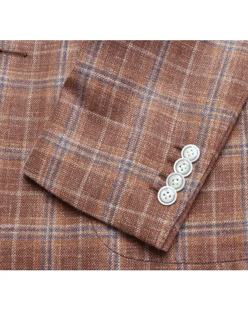 EDUARDO DE SIMONE SPORT COAT - CAMEL & BLUE - LIGHTWEIGHT WOOL, SILK & LINEN