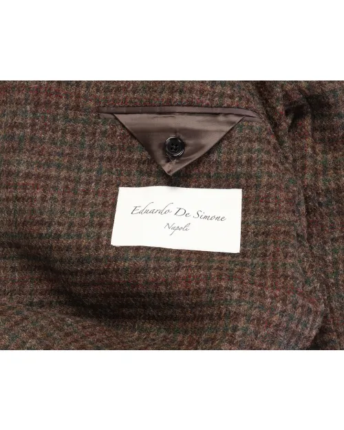 EDUARDO DE SIMONE SPORT COAT - BROWN, GREEN & RED - WOOL TWEED