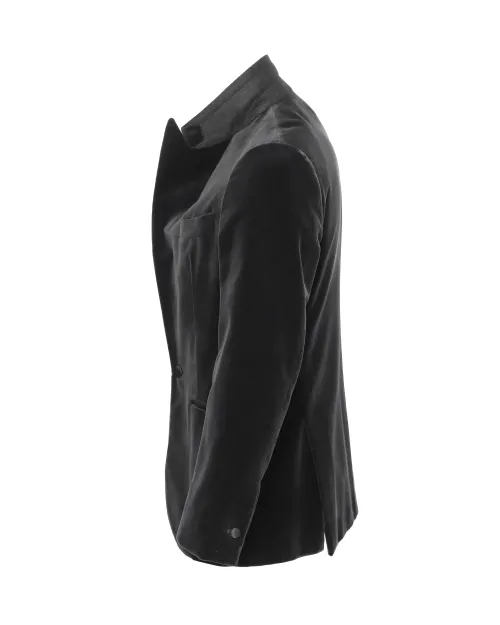 EDUARDO DE SIMONE TUXEDO JACKET - BLACK - COTTON VELVET