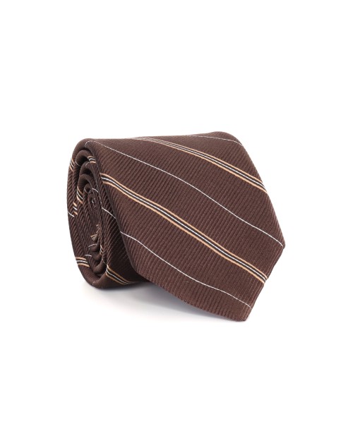 EIDOS by ISAIA KNIT TIE - BROWN - PURE SILK