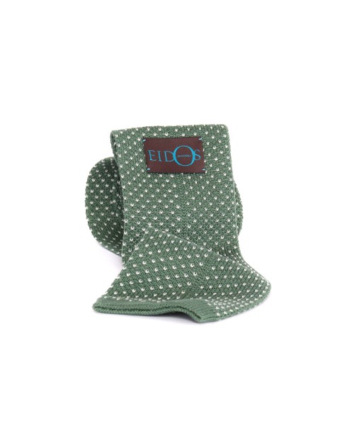 EIDOS by ISAIA KNIT TIE - GREEN & WHITE - COTTON