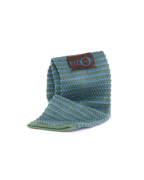 EIDOS by ISAIA KNIT TIE - BLUE & GREEN - COTTON