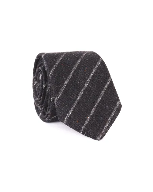 EIDOS by ISAIA TIE - BLACK & GREY - WOOL, CASHMERE & SILK