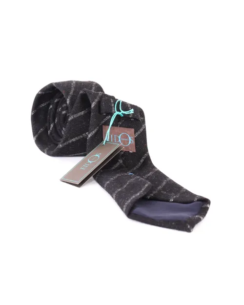 EIDOS by ISAIA TIE - BLACK & GREY - WOOL, CASHMERE & SILK