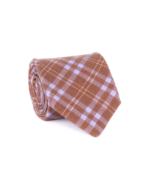 EIDOS by ISAIA TIE - BROWN & PURPLE - WOOL & SILK