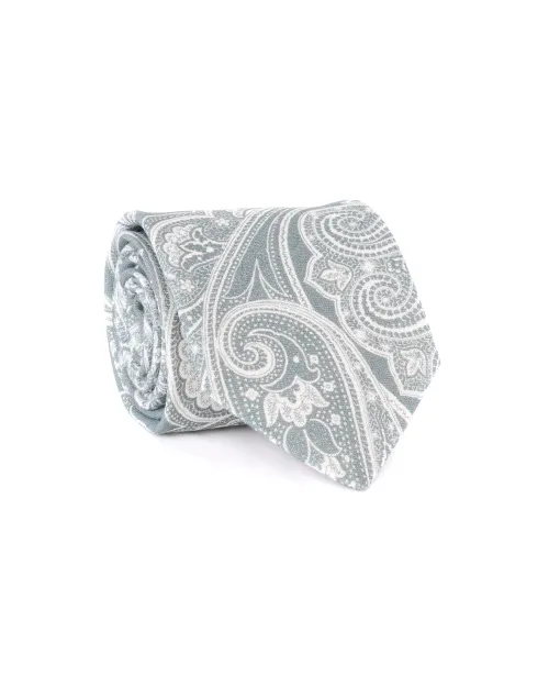 EIDOS by ISAIA TIE - GREY & WHITE - LINEN