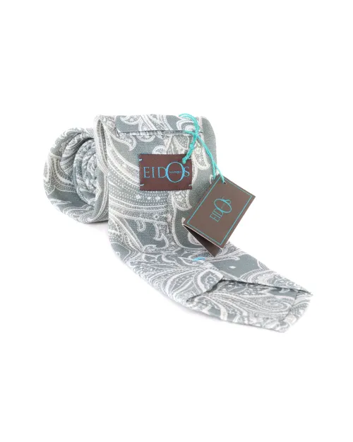 EIDOS by ISAIA TIE - GREY & WHITE - LINEN