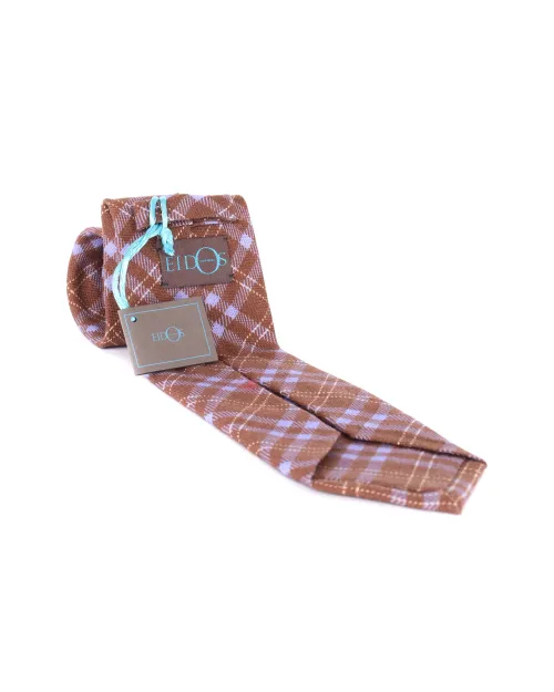 EIDOS by ISAIA TIE - BROWN & PURPLE - WOOL & SILK