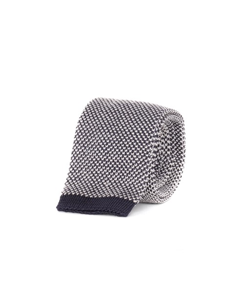 EIDOS by ISAIA KNIT TIE - BLUE & WHITE - PURE SILK