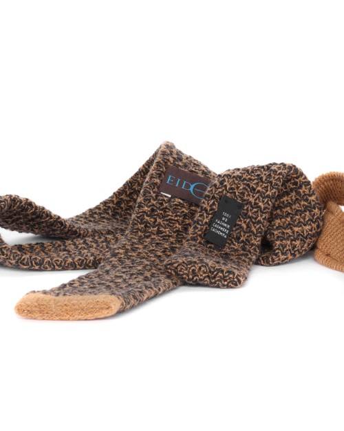 EIDOS by ISAIA KNIT TIE - CAMEL & BLACK - PURE CASHMERE