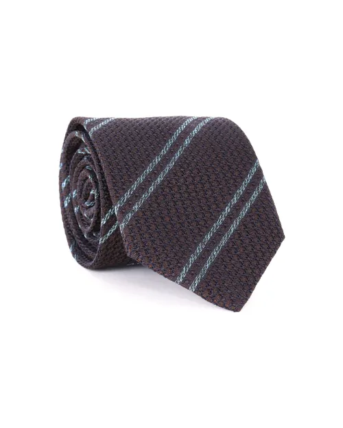 EIDOS by ISAIA TIE - BROWN & BLUE - PURE SILK
