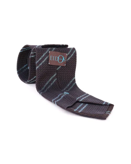 EIDOS by ISAIA TIE - BROWN & BLUE - PURE SILK
