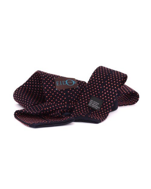 EIDOS by ISAIA KNIT TIE - MIDNITGH BLUE & CORAL - COTTON